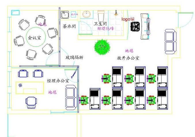 广州装修公司所做的一个小型写字楼装修设计方案